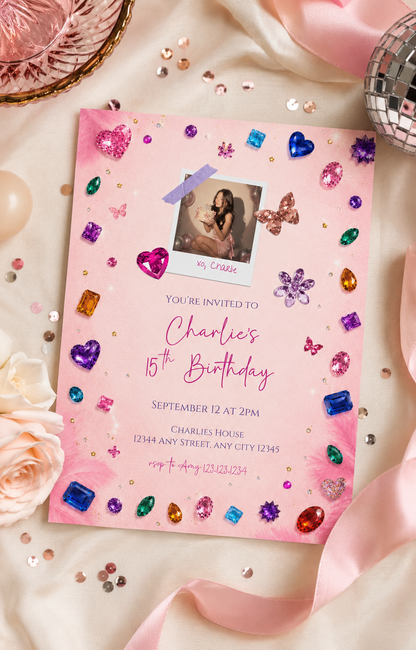 Whimsy Gem Inspired Birthday Invitation
