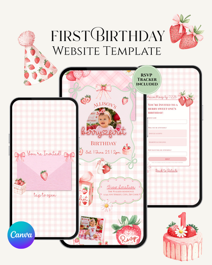 Berry First Birthday Invitation Website