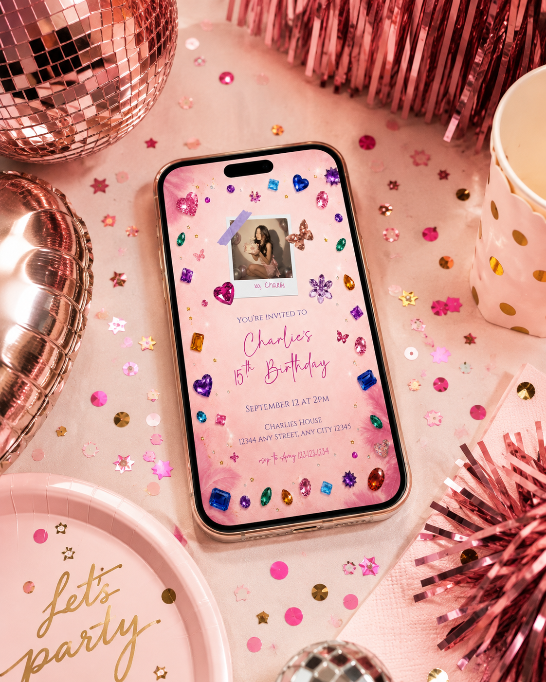Whimsy Gem Inspired Birthday Invitation