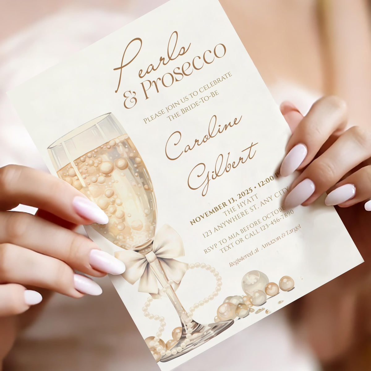 Pearls and Prosecco Bridal Shower Invitation