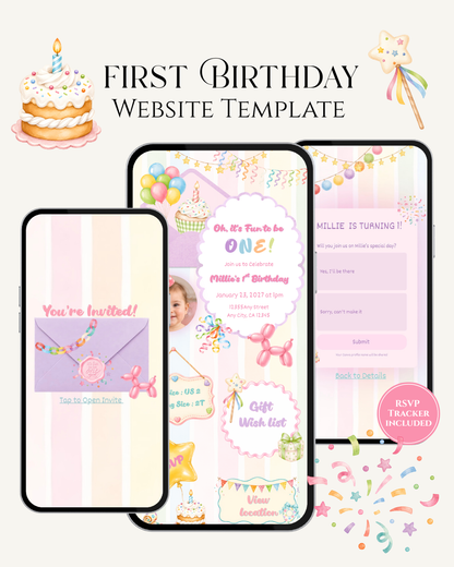 It’s Fun to Be One Website Invitation for Girl