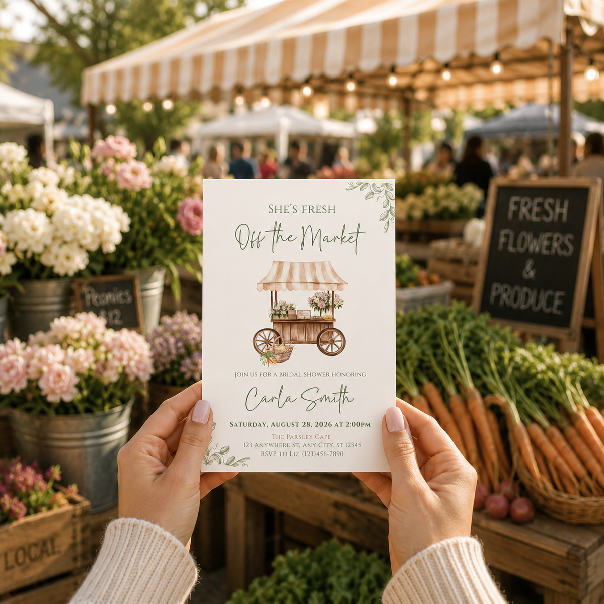 Fresh Off The Market Bridal Shower Invitation
