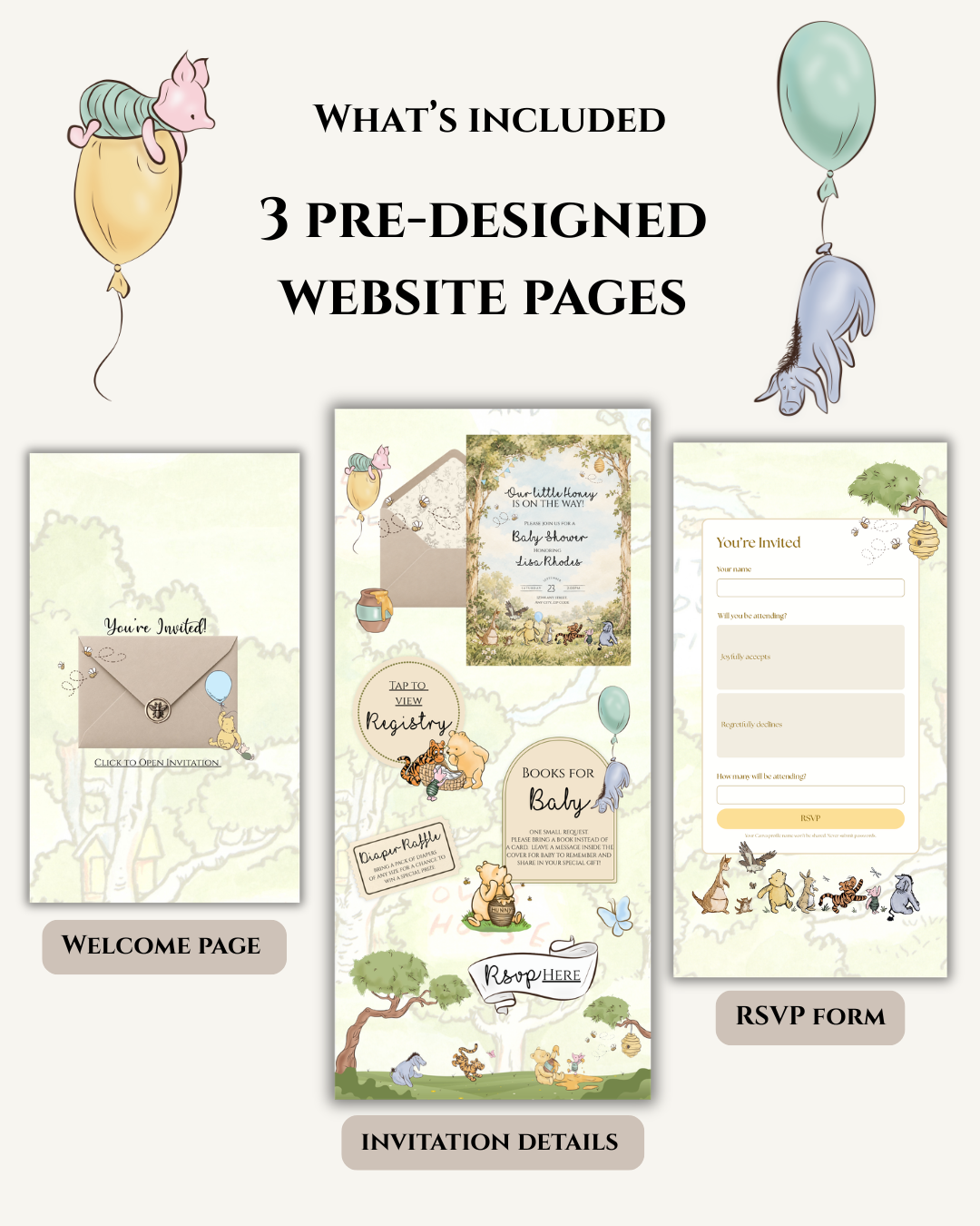 Classic Winnie the Pooh Baby Shower Invitation Website