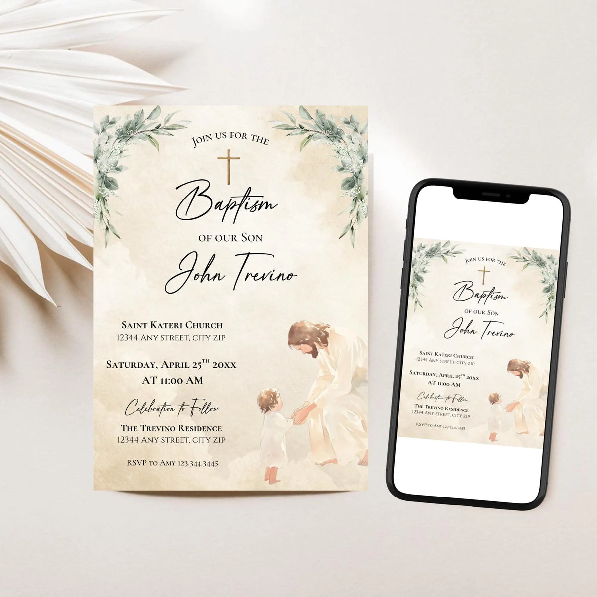 Jesus with Child Baptism Invitation