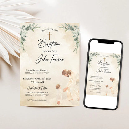 Jesus with Child Baptism Invitation