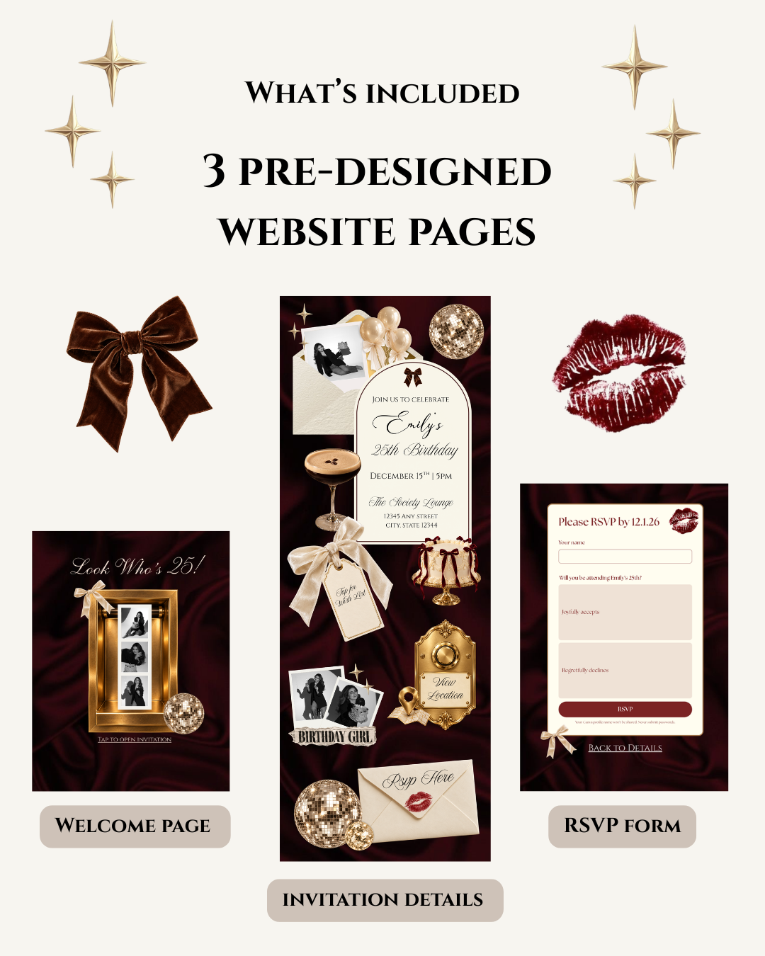 Old Money Adult Birthday Website Invitation