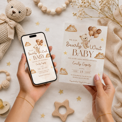 We Can Bearly Wait Baby Shower Invitation