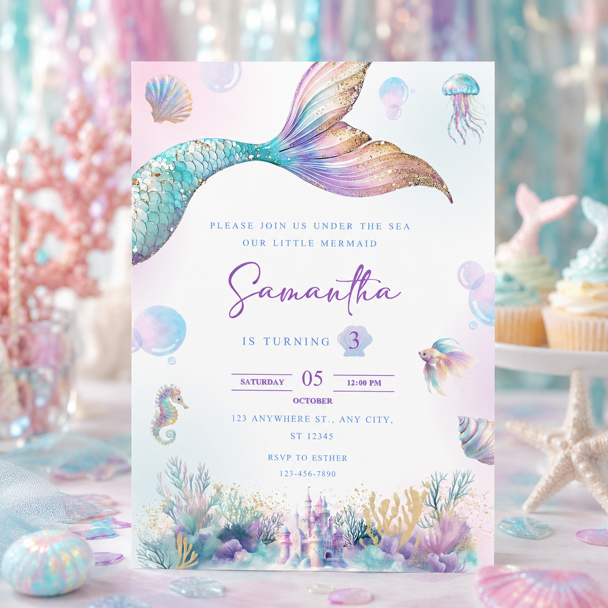Mermaid Birthday Invitation
