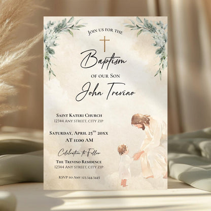 Jesus with Child Baptism Invitation