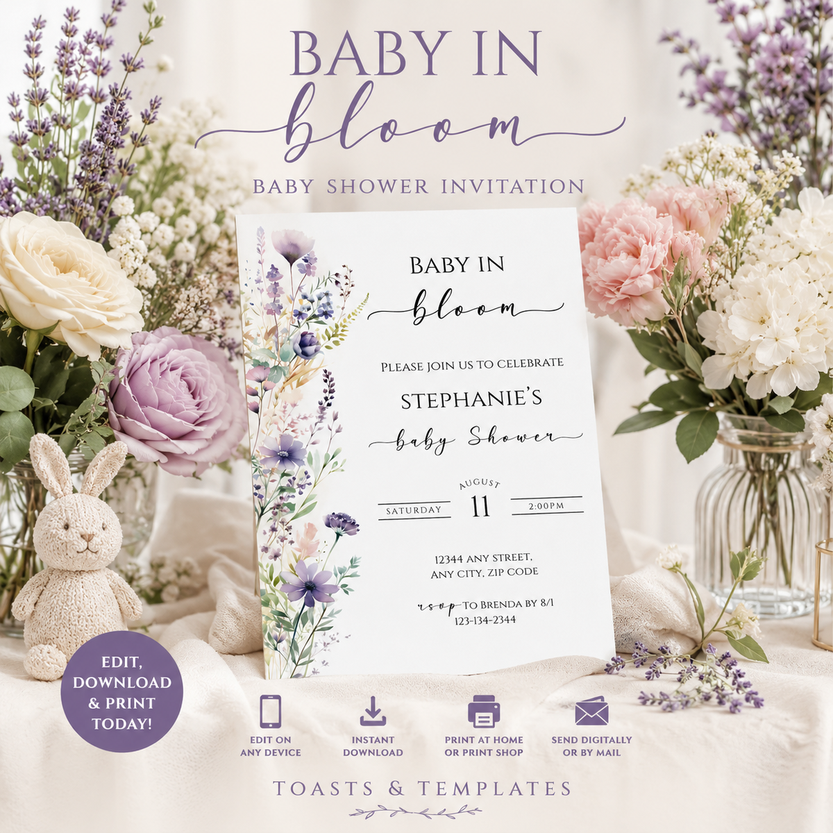 Baby in Bloom Baby Shower Invitation