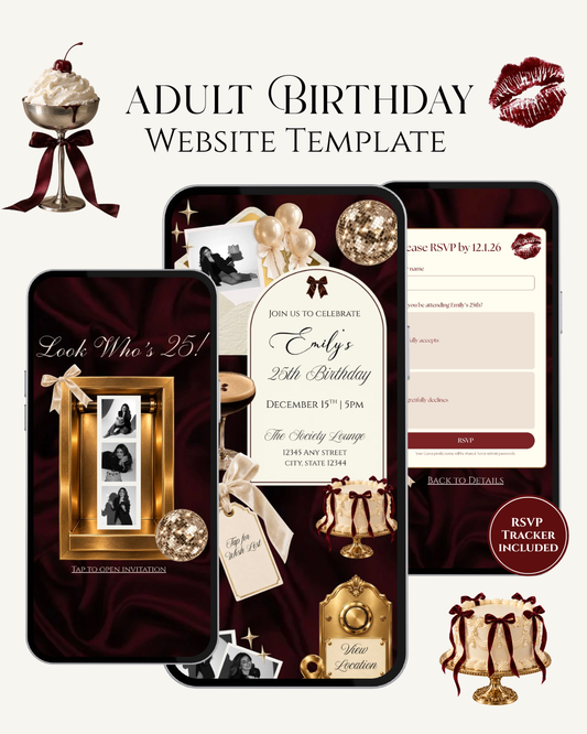 Old Money Adult Birthday Website Invitation