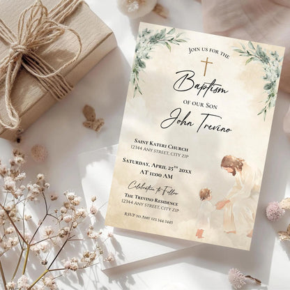 Jesus with Child Baptism Invitation