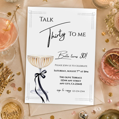 Talk Thirty to Me Champagne Birthday Invitation