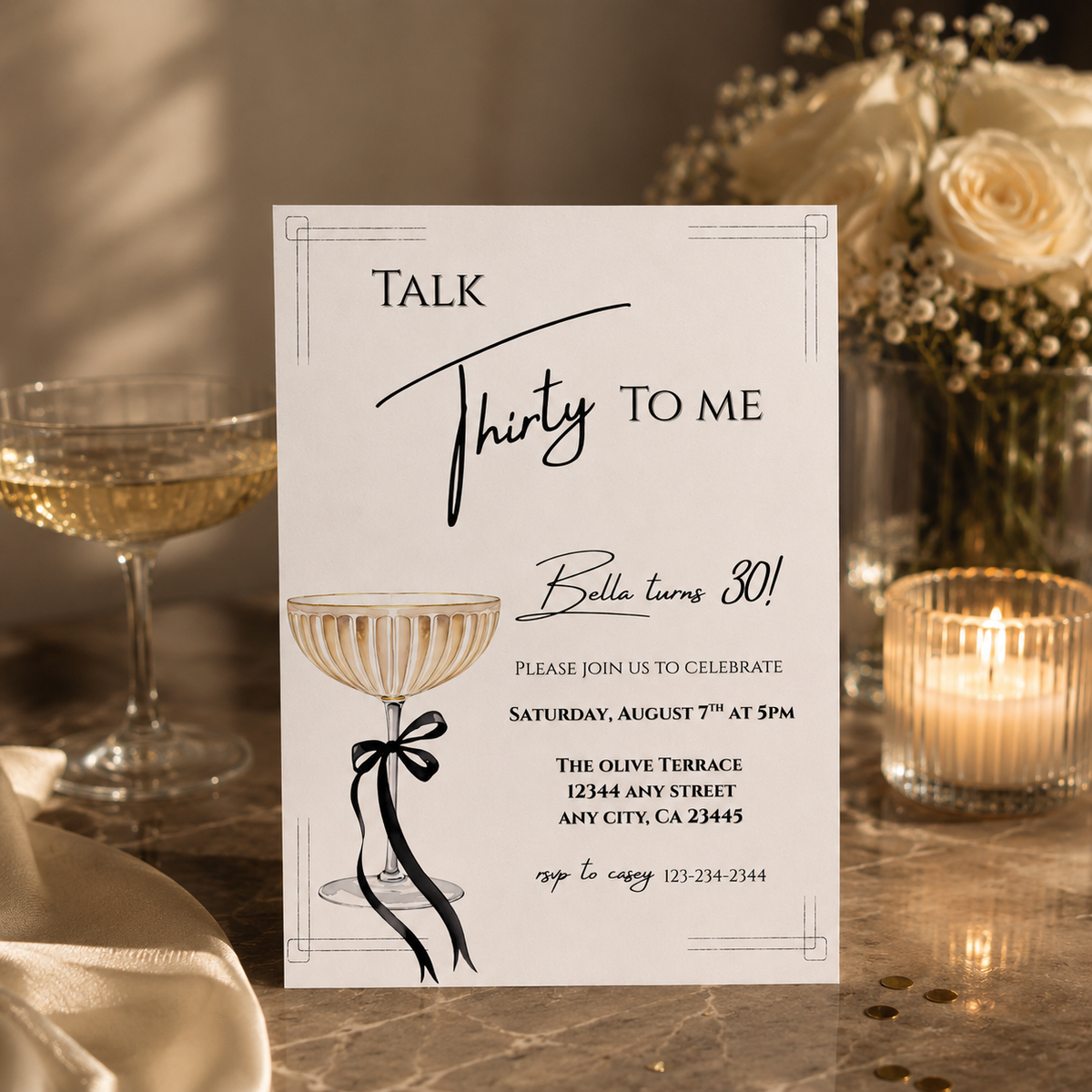 Talk Thirty to Me Champagne Birthday Invitation