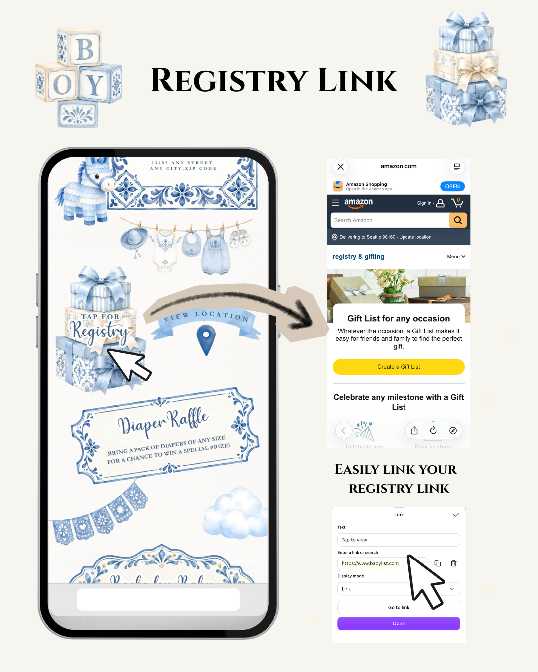Cielito Lindo Baby Shower Website Invitation for Boy