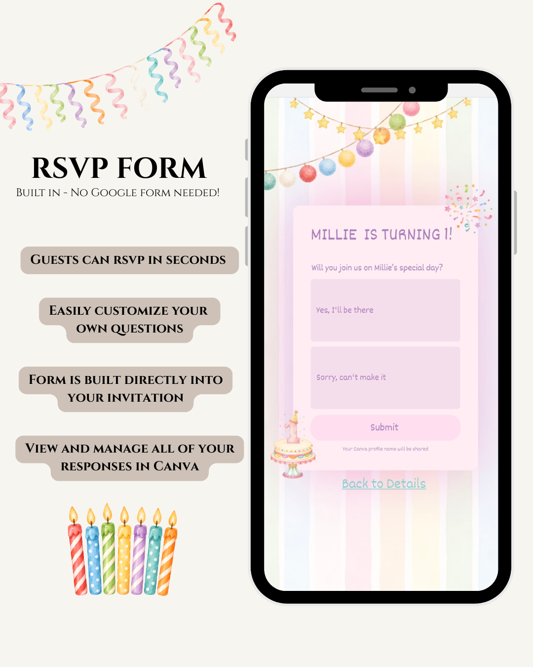 It’s Fun to Be One Website Invitation for Girl