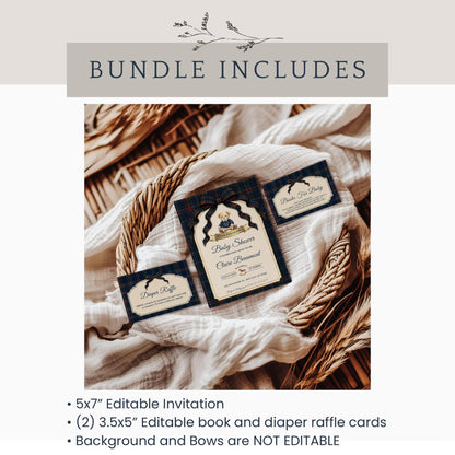 Vintage Polo Teddy Bear Baby Shower Invitation Bundle