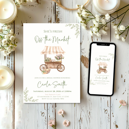 Fresh Off The Market Bridal Shower Invitation