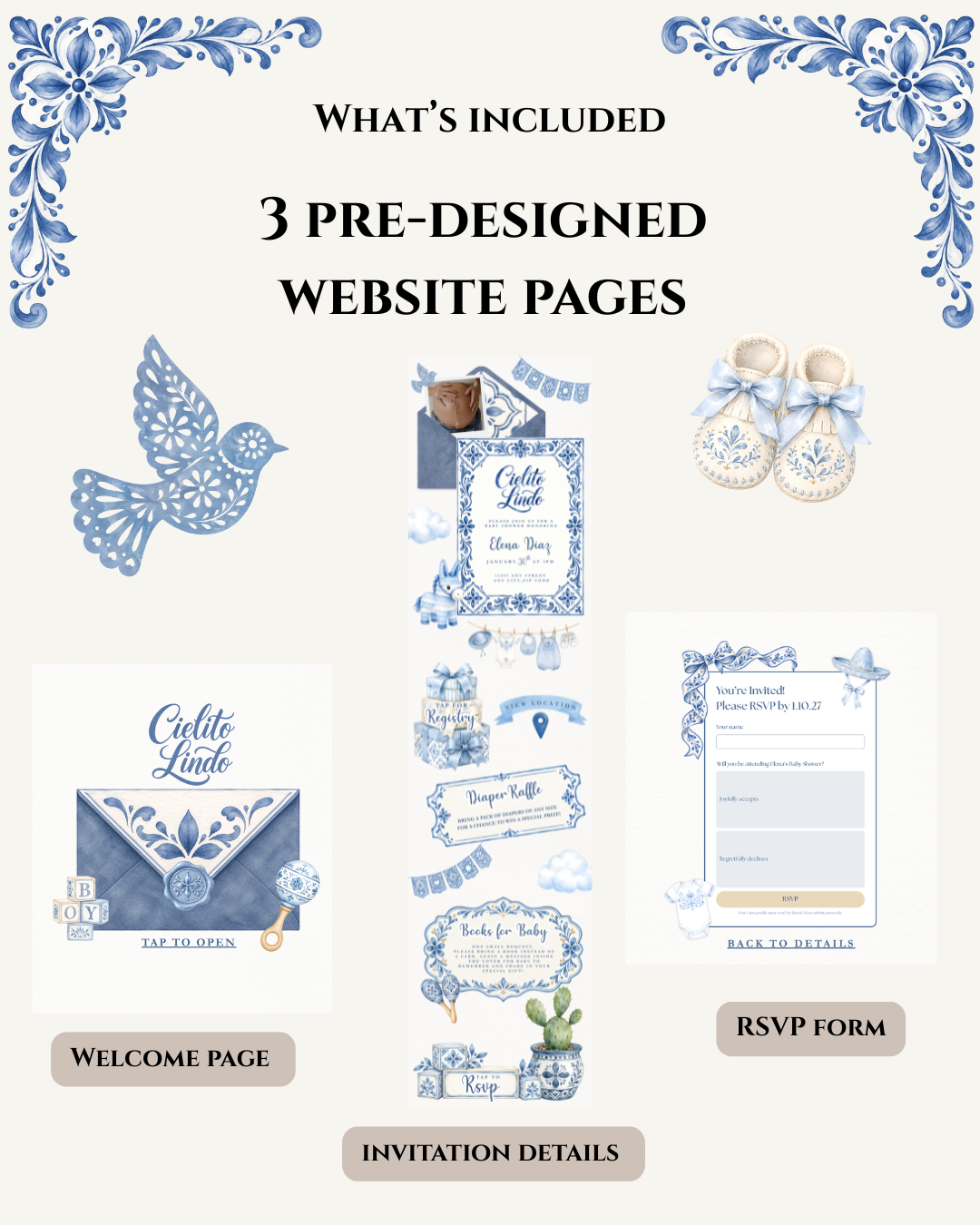 Cielito Lindo Baby Shower Website Invitation for Boy