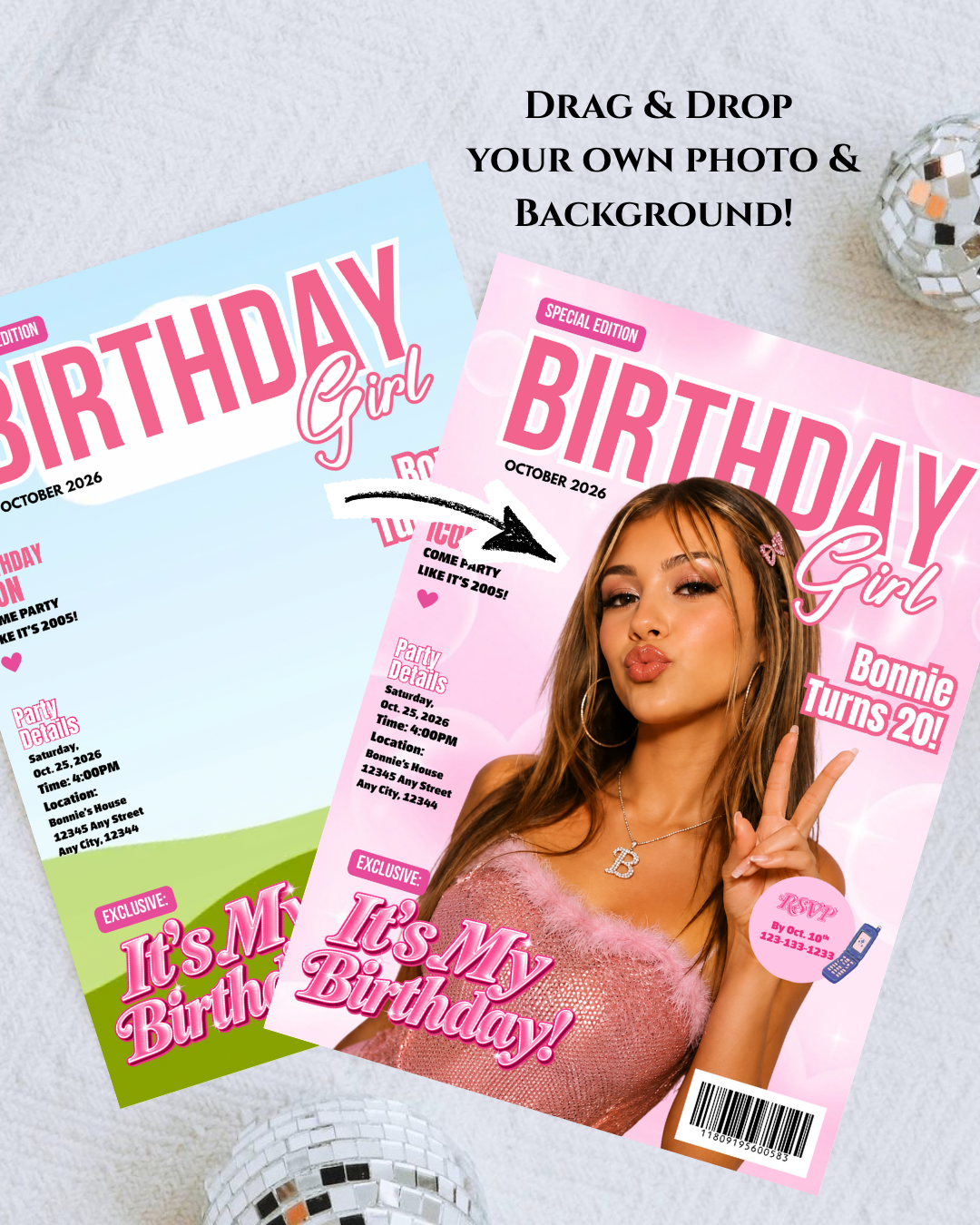 Y2K Magazine Birthday Photo Invitation