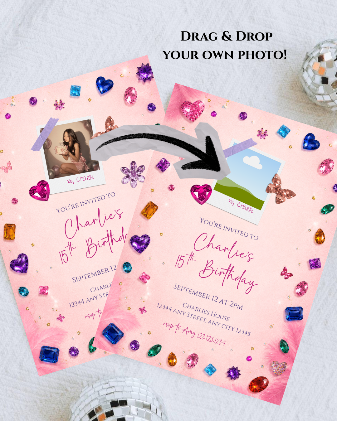 Whimsy Gem Inspired Birthday Invitation