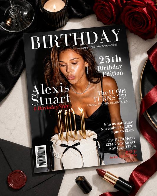 Magazine Birthday Photo Invitation Template