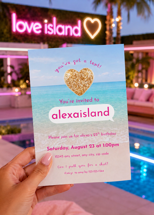 Love Island Inspired Birthday Invitation