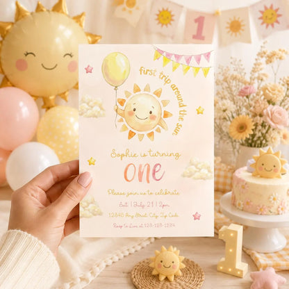First Trip Around the Sun Birthday Invitation
