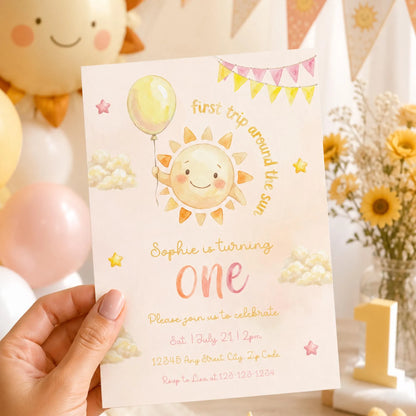 First Trip Around the Sun Birthday Invitation