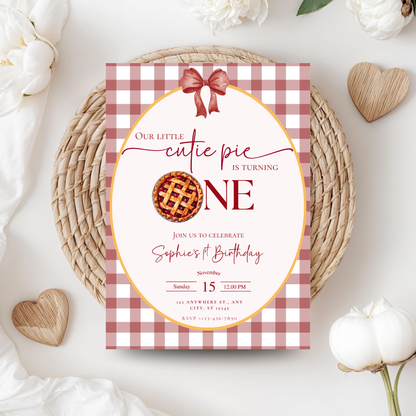 Our Cutie Pie Is One Birthday Invitation