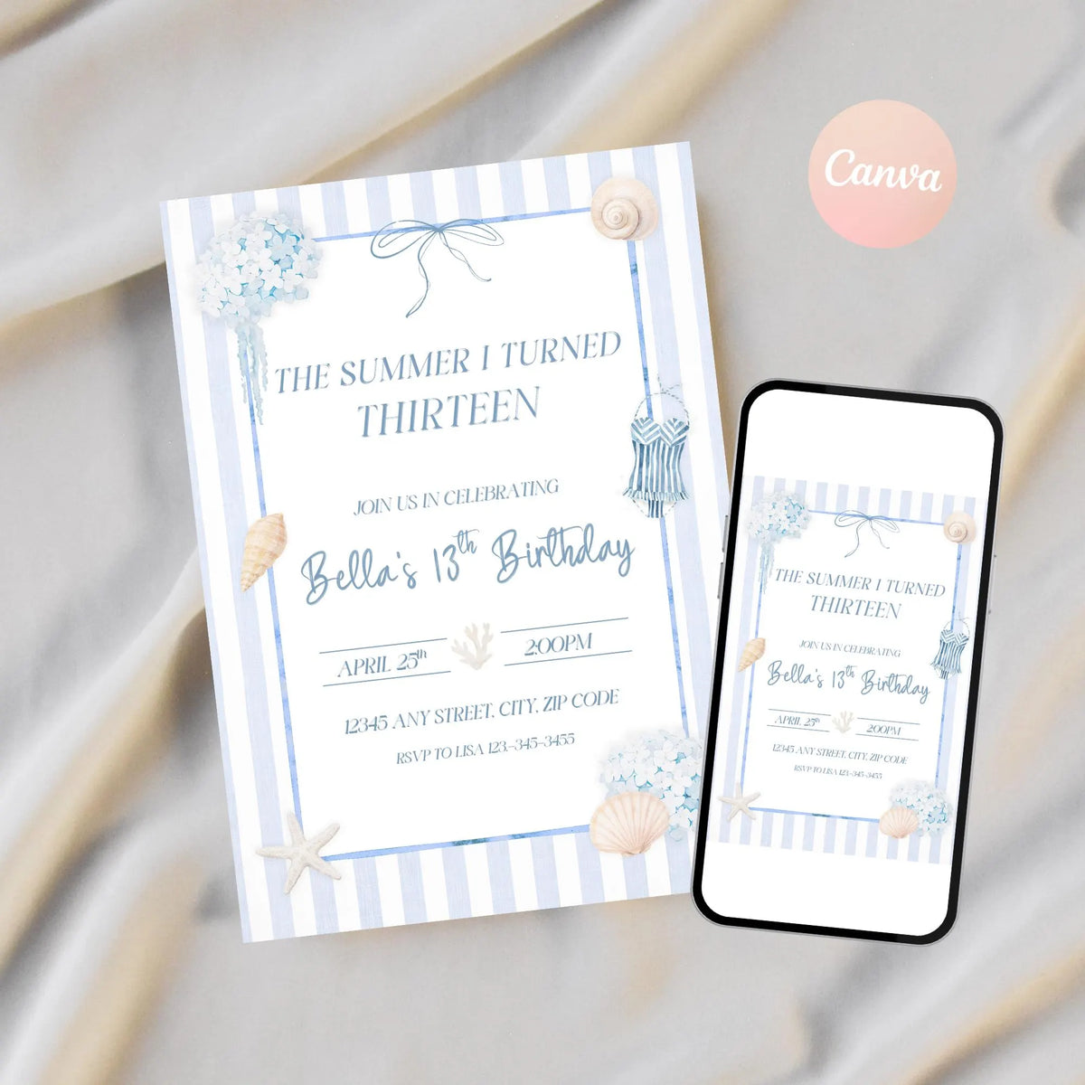 The Summer I Turned Birthday Invitation