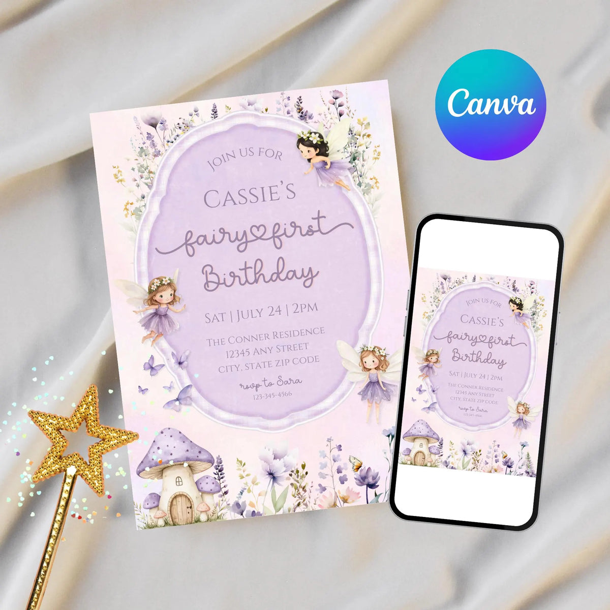Fairy First Birthday Invitation