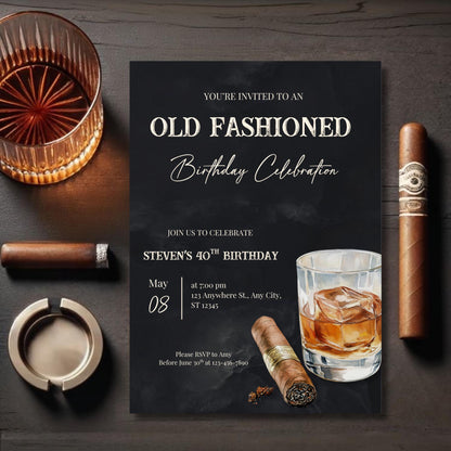 Old Fashioned Birthday Invitation