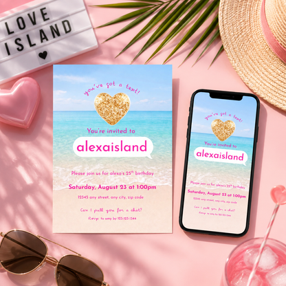 Love Island Inspired Birthday Invitation