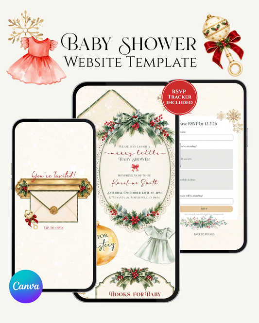 Merry Little Christmas Baby Shower Website Invitation