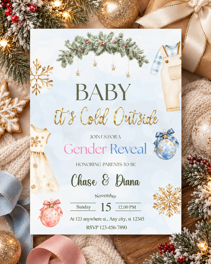 Baby It’s Cold Outside Gender Reveal Invitation