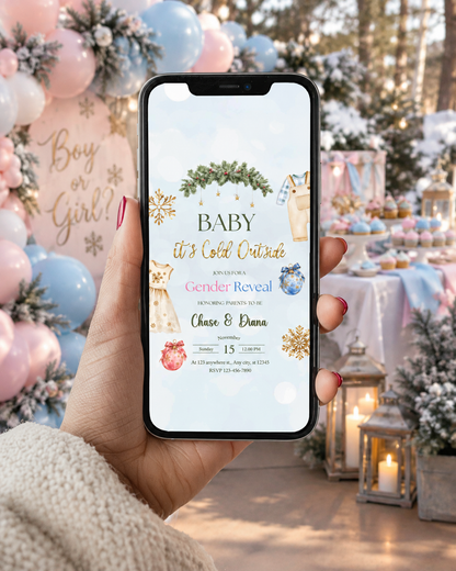Baby It’s Cold Outside Gender Reveal Invitation