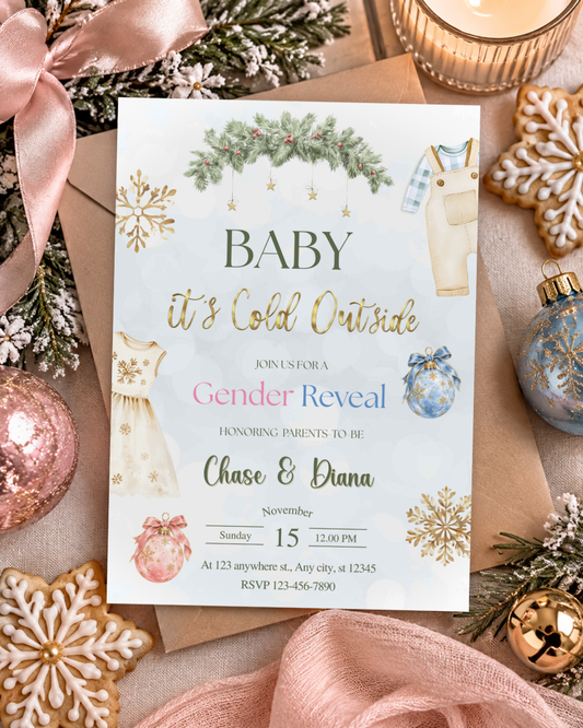 Baby It’s Cold Outside Gender Reveal Invitation