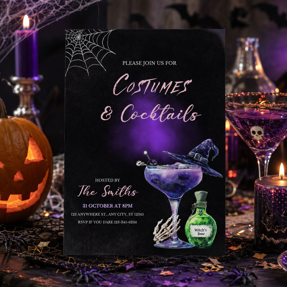 Halloween Party Costumes & Cocktails Invitation