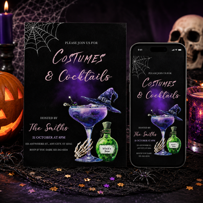 Halloween Party Costumes & Cocktails Invitation